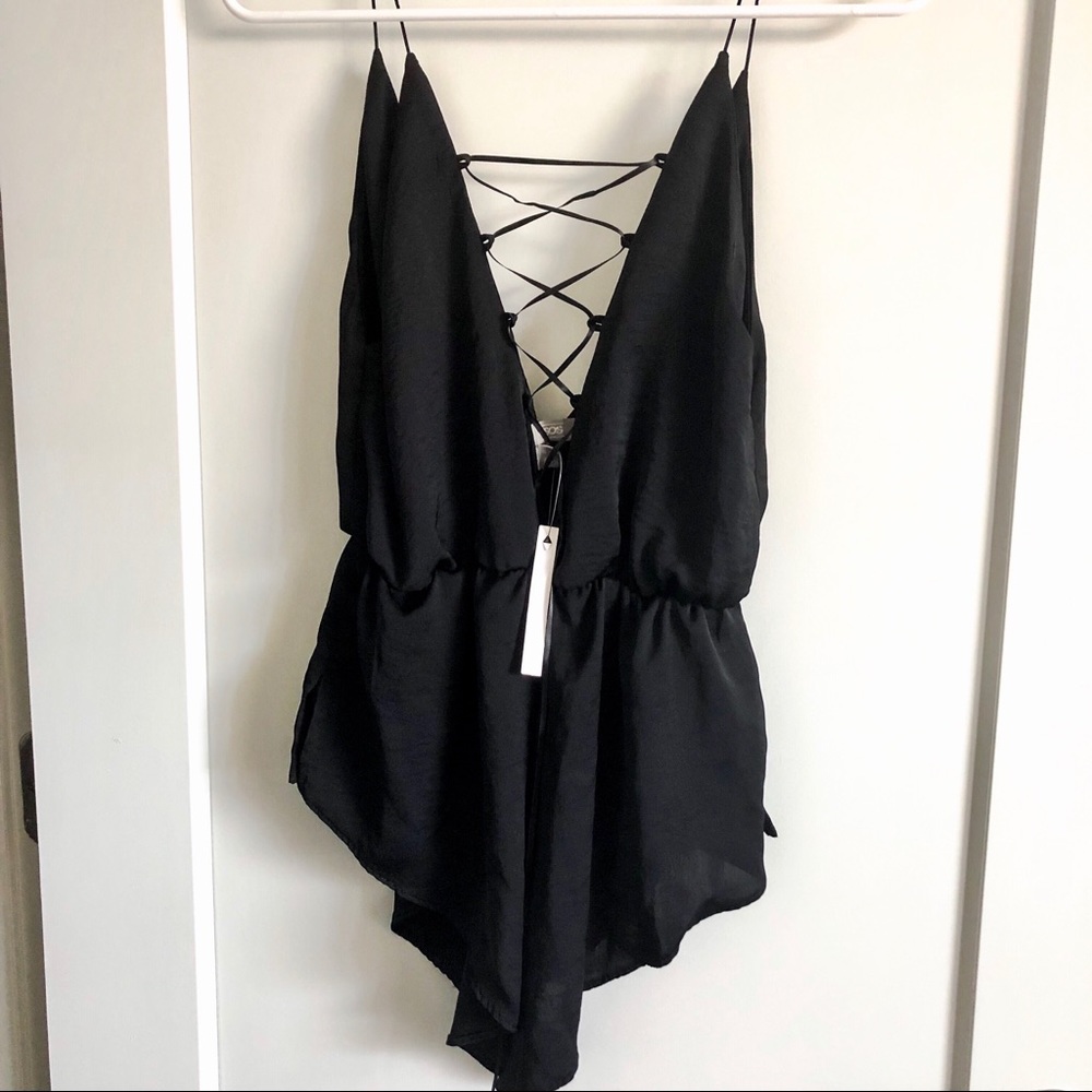 ASOS Petite Lace Up Satin Teddy - Picture 5 of 8